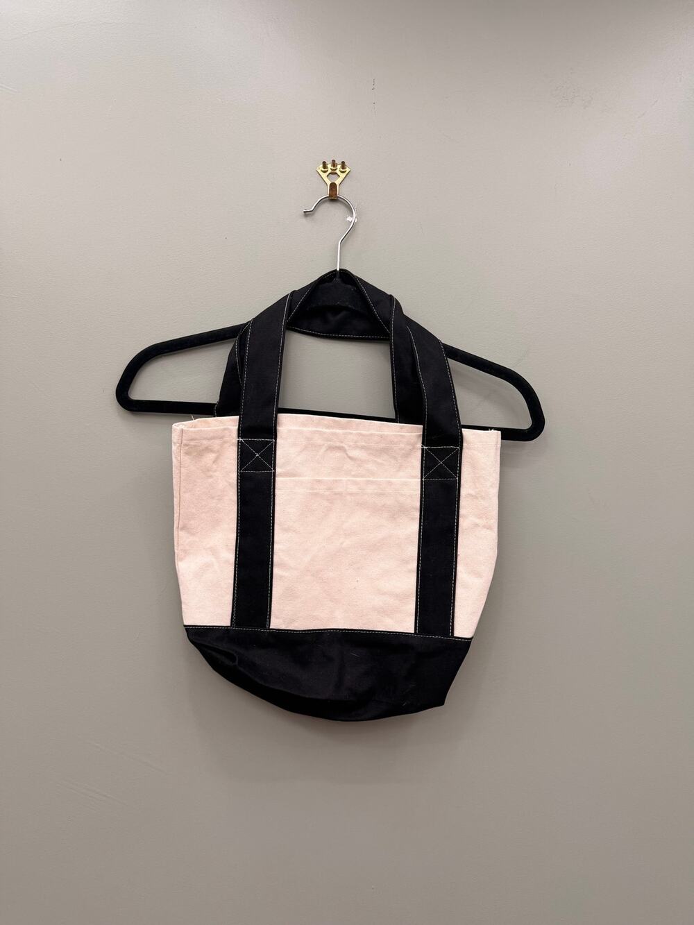 TBF Canvas Boat Tote Black Natural Mini Utility Craft Bag Preppy Coastal